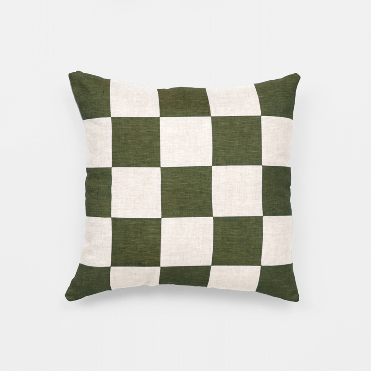 Big Check Square Cushion - Olive