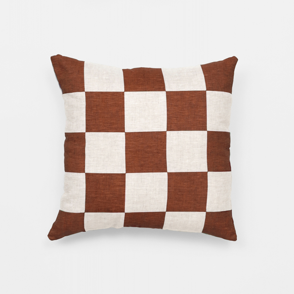 Big Check Square Cushion - Rust