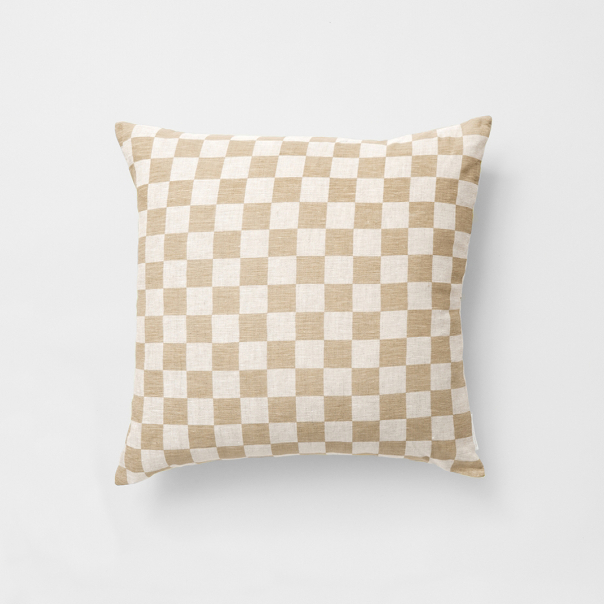 Check Square Cushion - Fawn