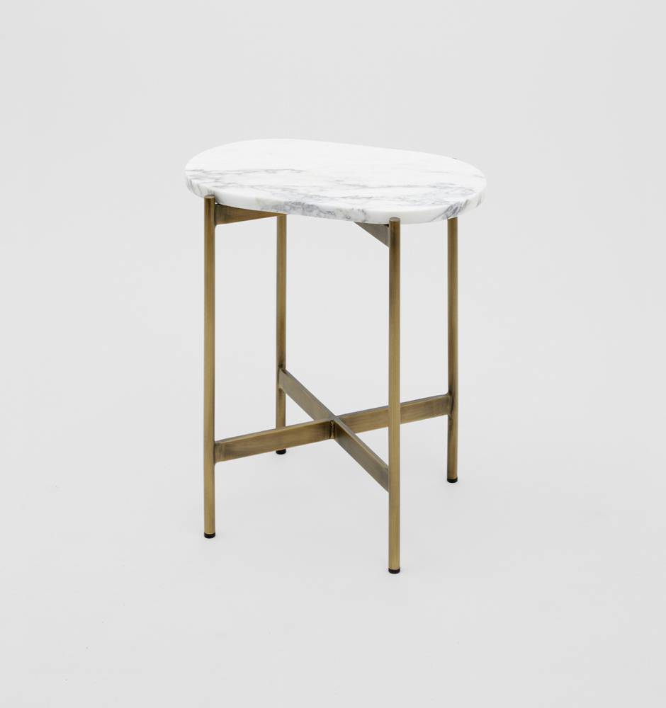 Rhonde Marble Side Table - Brass