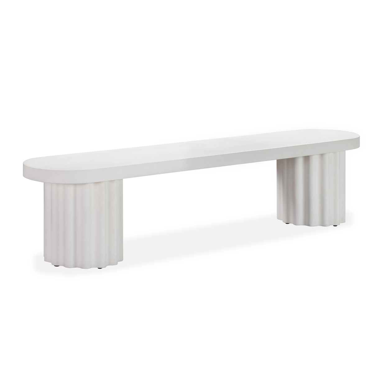 Flock Outdoor Dining Bench 210Cm - White Concrete