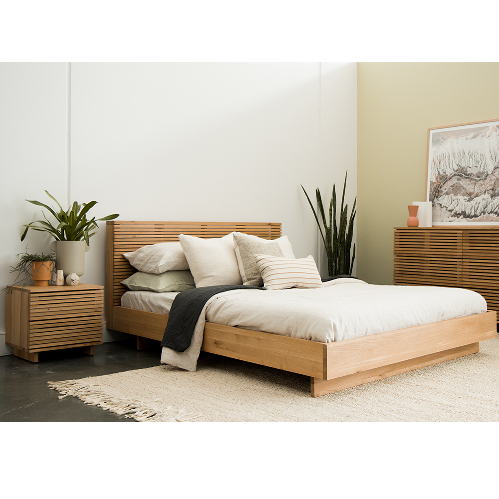 Linear Queen Bed - Oak