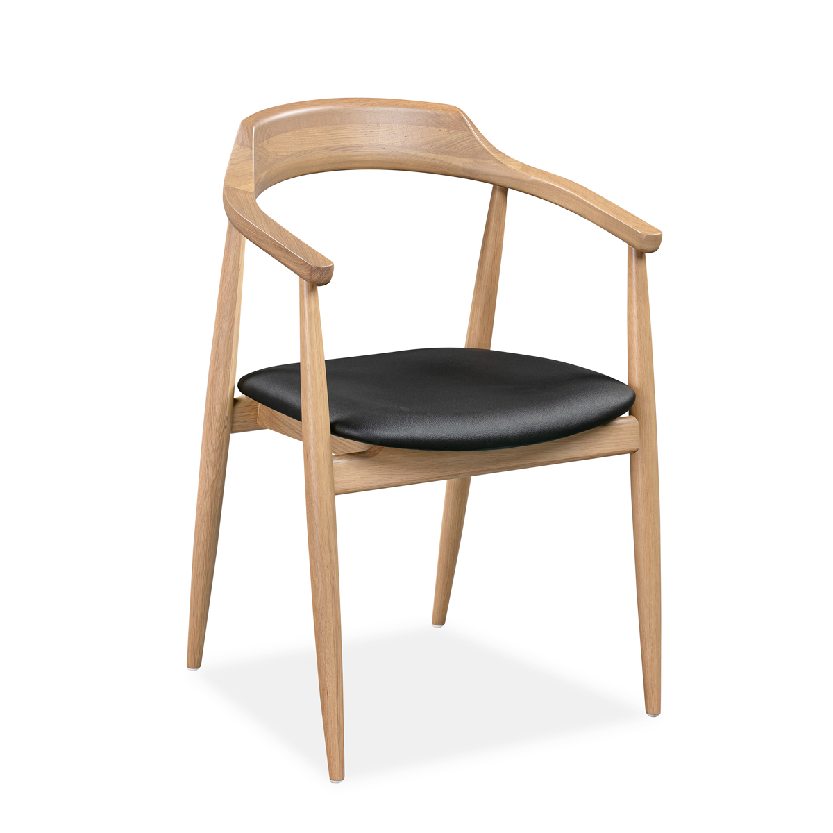 Profile Dining Chair - Oak / Black Leather