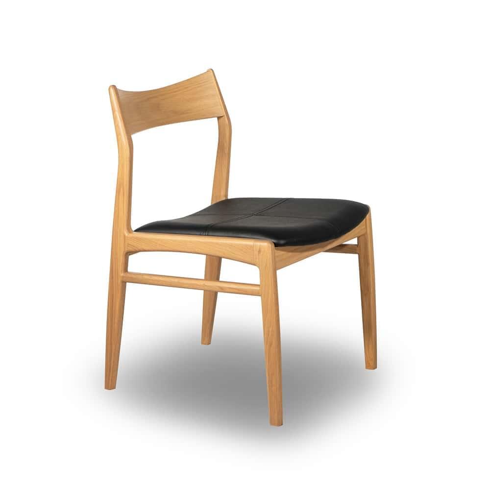 Eclipse Dining Chair - Oak / Black Leather