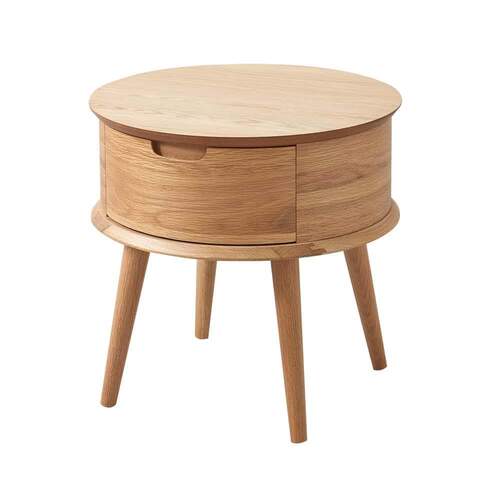 Mia Round Nightstand - Oak