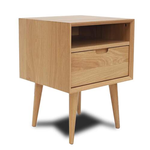 Mia Nightstand with Shelf - Oak