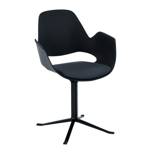 Falk Dining Chair W Column Legs - Black/Dark Grey