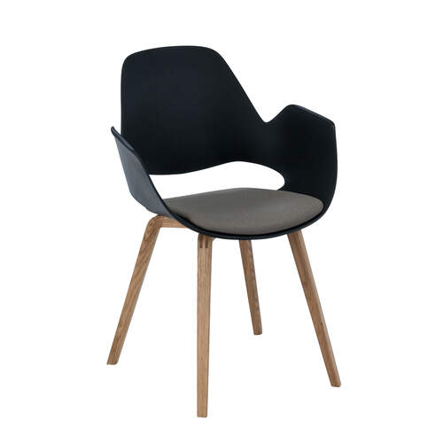 Falk Dining Chair W Solid Oak Legs - Black/Beige