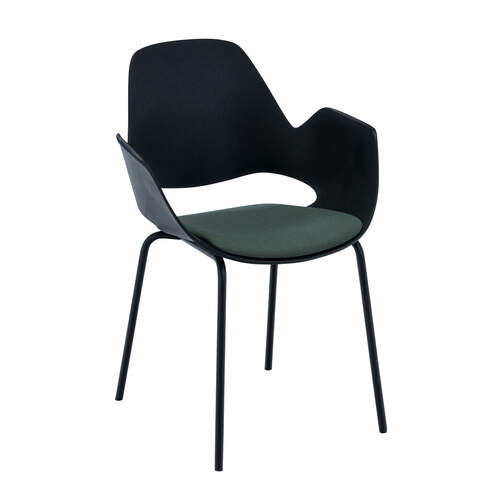 Falk Dining Chair W Tube Legs - Black/Dark Green