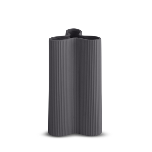 Ribbed Petal Vase Large - Charcoal